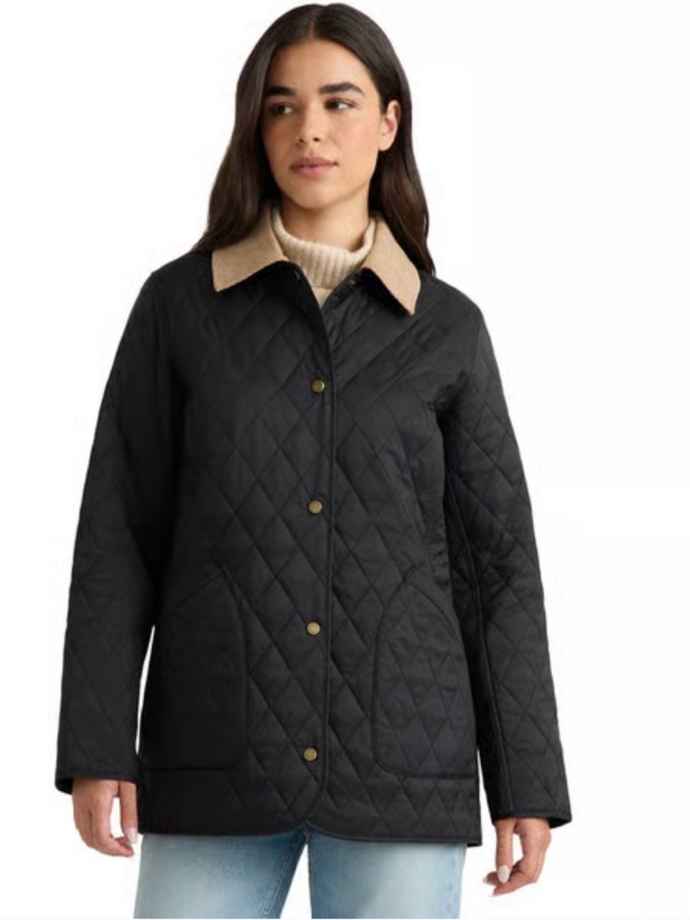 ๐ Hunter Rachel Diamond Quilted Jacket Black Corduroy Collar Size M